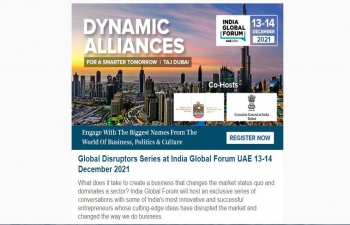 Global Disruptors Series at India Global Forum UAE 13-14 December 2021