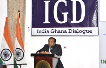 "Amrit Mahotsav addressing India Ghana Dialogue High Commissioner highlighted democratic consolidation in India in 75 years since independence & its significance for Ghana"