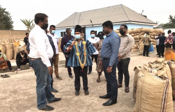 During his visit to Bono East Region of Ghana High Commissioner visited Agro-processing businesses (Kingdom Exim, Ghana Nuts, Gyan Jomo, OBA Pack, WAAF Agro) with assistance from India