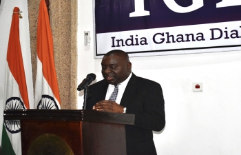 Delivering guest lecture at India-Ghana Dialog Amb. Rasheed Seidu Inusah, CEO, Centre for Intelligence & Security Analysis (CISA) 